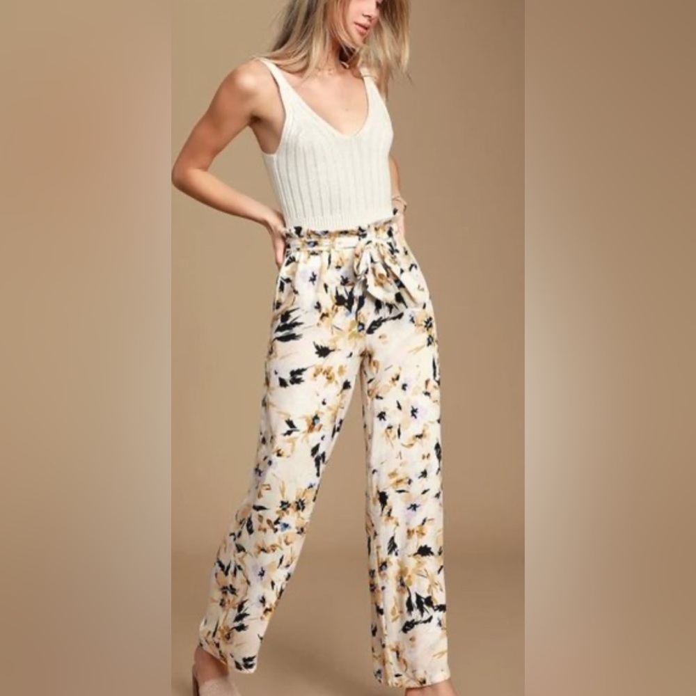 O’Neill Floral Print Paperbag Waist Pants